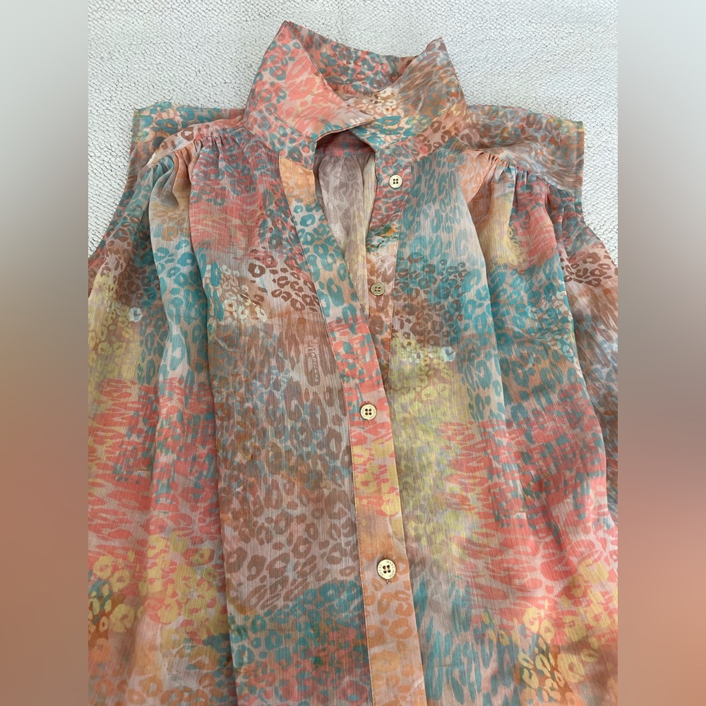 GUESS By Marciano Semi-Shade Maculage Sleeveless Top | Multicolor Size: M/6 - Picture 7 of 16